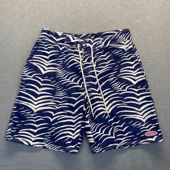 Vineyard Vines Baord Shorts Mens 30 Blue White Gull Wing Silhouette Bathing Suit - Picture 1 of 14